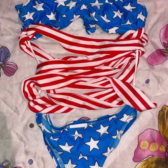 ADIDAS JEREMY SCOTT Stars & Stripes US Flag Badeanzug Bikini Dead Stock Large - Picture 2 of 8